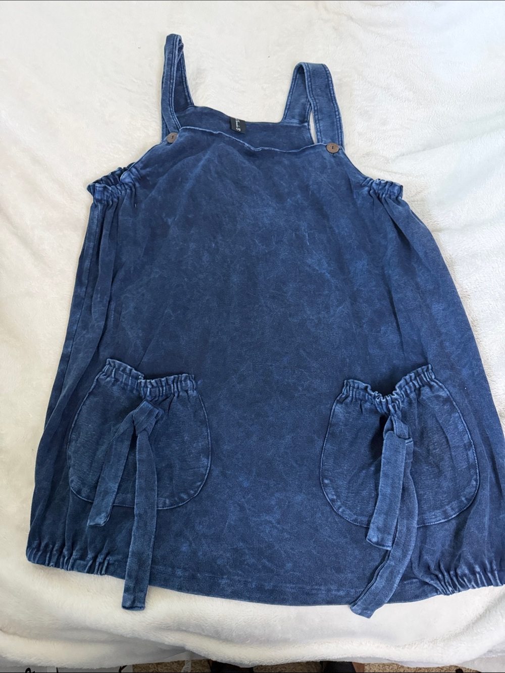 Sacred Threads Blue Washed Denim-Style Mini Pinafore Dress